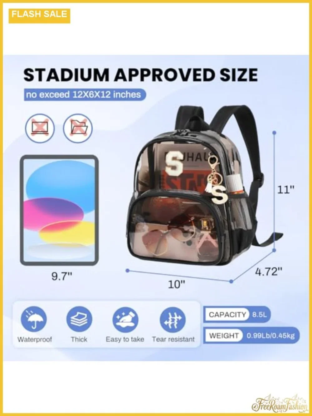 Clear Backpack Stadium Approved PVC Transparent Mini Backpack for Women,